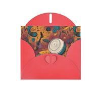 YYHWHJDE Red Greeting Card Cartoon Music Ocean Pattern Perfect for Valentine's Day, Wedding Anniversary & Party Invitations