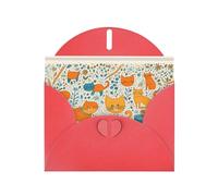YYHWHJDE Red Greeting Card Cartoon orange cat Pattern for Christmas, Children's Birthday, Valentine's Day, and Party Invitation