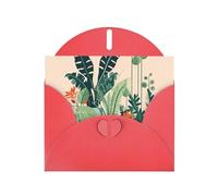 YYHWHJDE Red Greeting Card Cartoon small green plant Prints for Christmas, Children's Birthday, Valentine's Day, and Party Invitation