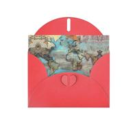 YYHWHJDE Red Greeting Card Cartoon world map Pattern for Christmas, Children's Birthday, Valentine's Day, and Party Invitation