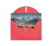 YYHWHJDE Red Greeting Card Cattle on the Prairie Pattern Perfect for Valentine's Day, Wedding Anniversary & Party Invitations
