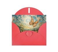 YYHWHJDE Red Greeting Card Chasing Butterflies In Summer Pattern Perfect for Valentine's Day, Wedding Anniversary & Party Invitations