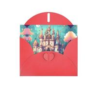 YYHWHJDE Red Greeting Card Classical castle Pattern for Festive Birthday Party Invitation