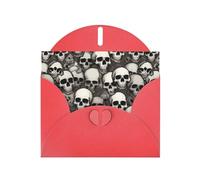 YYHWHJDE Red Greeting Card Cool Skull Head Pattern Perfect for Valentine's Day, Wedding Anniversary & Party Invitations