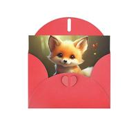 YYHWHJDE Red Greeting Card Cute Baby Fox Pattern for Festive Birthday Party Invitation