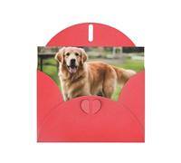 YYHWHJDE Red Greeting Card cute golden retriever Pattern for Festive Birthday Party Invitation