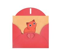 YYHWHJDE Red Greeting Card Cute Kitten Pattern Perfect for Valentine's Day, Wedding Anniversary & Party Invitations