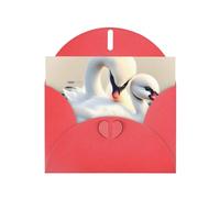 YYHWHJDE Red Greeting Card Cute little swan Prints for Christmas, Children's Birthday, Valentine's Day, and Party Invitation