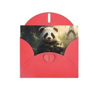 YYHWHJDE Red Greeting Card Cute Panda Plant Pattern for Christmas, Children's Birthday, Valentine's Day, and Party Invitation