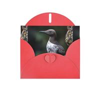 YYHWHJDE Red Greeting Card Downy Puffin Pattern for Christmas, Children's Birthday, Valentine's Day, and Party Invitation