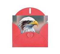YYHWHJDE Red Greeting Card Eagle Head Close-Up Pattern Perfect for Valentine's Day, Wedding Anniversary & Party Invitations