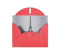 YYHWHJDE Red Greeting Card Eiffel Tower On A Snowy Day Pattern Perfect for Valentine's Day, Wedding Anniversary & Party Invitations