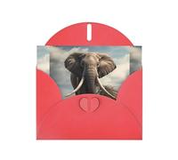YYHWHJDE Red Greeting Card Elephant pulling a small tree Pattern for Christmas, Children's Birthday, Valentine's Day, and Party Invitation