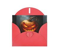 YYHWHJDE Red Greeting Card Evil Devil Pumpkin Pattern Perfect for Valentine's Day, Wedding Anniversary & Party Invitations