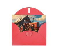 YYHWHJDE Red Greeting Card Farm Red Tractor Prints for Christmas, Children's Birthday, Valentine's Day, and Party Invitation