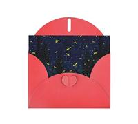 YYHWHJDE Red Greeting Card Fireflies On The Stars Pattern Perfect for Valentine's Day, Wedding Anniversary & Party Invitations