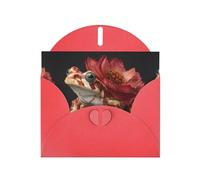 YYHWHJDE Red Greeting Card Flower Tree Frog Pattern Perfect for Valentine's Day, Wedding Anniversary & Party Invitations