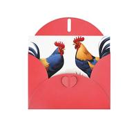 YYHWHJDE Red Greeting Card French Roosters Prints for Christmas, Children's Birthday, Valentine's Day, and Party Invitation