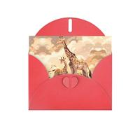 YYHWHJDE Red Greeting Card Giraffe mother and child Pattern for Christmas, Children's Birthday, Valentine's Day, and Party Invitation