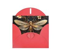 YYHWHJDE Red Greeting Card Gold Exquisite Dragonfly Prints for Christmas, Children's Birthday, Valentine's Day, and Party Invitation