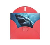 YYHWHJDE Red Greeting Card Great White Shark Pattern for Christmas, Children's Birthday, Valentine's Day, and Party Invitation