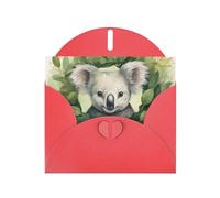 YYHWHJDE Red Greeting Card green leaf koala Pattern Perfect for Valentine's Day, Wedding Anniversary & Party Invitations