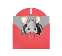 YYHWHJDE Red Greeting Card Grey rat Prints for Christmas, Children's Birthday, Valentine's Day, and Party Invitation