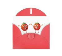 YYHWHJDE Red Greeting Card Happy little tomato Pattern for Festive Birthday Party Invitation