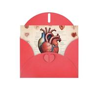 YYHWHJDE Red Greeting Card Human Anatomy Heart Chart Prints for Christmas, Children's Birthday, Valentine's Day, and Party Invitation