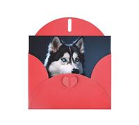 YYHWHJDE Red Greeting Card Husky Dog Pattern for Festive Birthday Party Invitation
