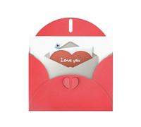 YYHWHJDE Red Greeting Card I love you on the envelope Pattern for Festive Birthday Party Invitation