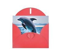 YYHWHJDE Red Greeting Card Jumping up dolphins Prints for Christmas, Children's Birthday, Valentine's Day, and Party Invitation
