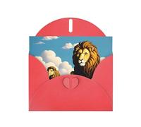 YYHWHJDE Red Greeting Card Lamb with A Lion On The Clouds Pattern Perfect for Valentine's Day, Wedding Anniversary & Party Invitations