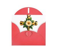 YYHWHJDE Red Greeting Card Leopard Print Flower Cross Pattern for Christmas, Children's Birthday, Valentine's Day, and Party Invitation