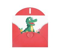YYHWHJDE Red Greeting Card Little crocodile on the flower boat Pattern for Christmas, Children's Birthday, Valentine's Day, and Party Invitation