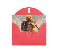 YYHWHJDE Red Greeting Card Little duck playing the organ Pattern for Christmas, Children's Birthday, Valentine's Day, and Party Invitation