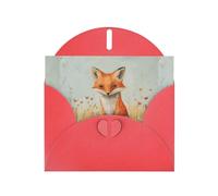 YYHWHJDE Red Greeting Card Little fox in the field Pattern for Christmas, Children's Birthday, Valentine's Day, and Party Invitation