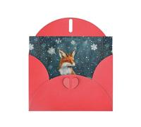 YYHWHJDE Red Greeting Card Little fox under the snow Pattern for Christmas, Children's Birthday, Valentine's Day, and Party Invitation