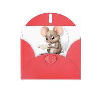 YYHWHJDE Red Greeting Card Little mouse reading on the toilet Pattern for Christmas, Children's Birthday, Valentine's Day, and Party Invitation