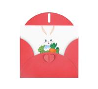 YYHWHJDE Red Greeting Card Little white rabbit in the carrot basket Pattern for Festive Birthday Party Invitation