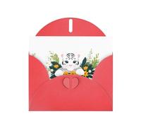 YYHWHJDE Red Greeting Card Little white tiger in the bouquet Pattern for Christmas, Children's Birthday, Valentine's Day, and Party Invitation