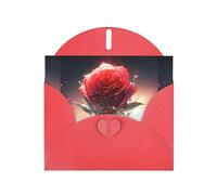 YYHWHJDE Red Greeting Card Lonely Rose on the Planet Pattern for Festive Birthday Party Invitation