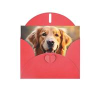 YYHWHJDE Red Greeting Card Lovely Golden Retriever Dog Pattern for Christmas, Children's Birthday, Valentine's Day, and Party Invitation