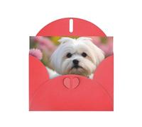 YYHWHJDE Red Greeting Card Lovely Maltese Dog Prints for Christmas, Children's Birthday, Valentine's Day, and Party Invitation