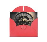YYHWHJDE Red Greeting Card Magical Design Norse Runes Compass Prints for Christmas, Children's Birthday, Valentine's Day, and Party Invitation