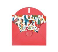 YYHWHJDE Red Greeting Card Mexican Otomi Animals Pattern for Festive Birthday Party Invitation