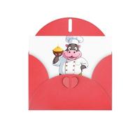 YYHWHJDE Red Greeting Card Mighty Hippo Chef Pattern for Christmas, Children's Birthday, Valentine's Day, and Party Invitation