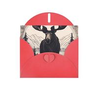 YYHWHJDE Red Greeting Card Moose Bear Deer Prints for Christmas, Children's Birthday, Valentine's Day, and Party Invitation