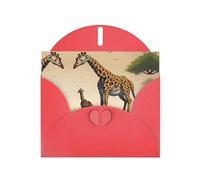 YYHWHJDE Red Greeting Card Mother and child giraffe Prints for Christmas, Children's Birthday, Valentine's Day, and Party Invitation