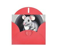 YYHWHJDE Red Greeting Card Mouse in the Hole Prints for Christmas, Children's Birthday, Valentine's Day, and Party Invitation